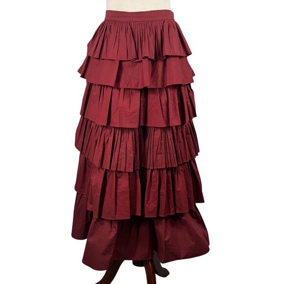 English Factory Burgundy Maxi Skirt - Picture 1 of 10